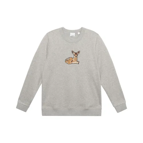 Burberry Fairhall Deer Embroidered Pullover Sweater 'Pale Grey Melange'