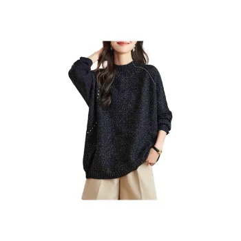 Korean Style Sweater Women's Black Lurex