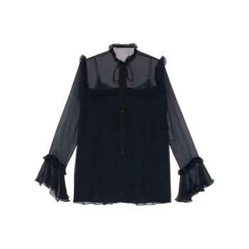GUCCI Ruffle detail Silk Chiffon Shirt