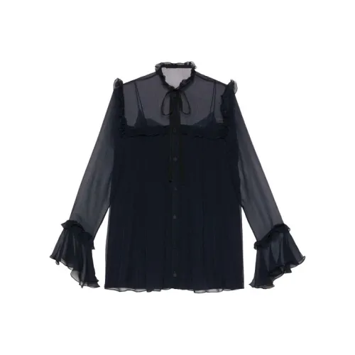 GUCCI Ruffle detail Silk Chiffon Shirt