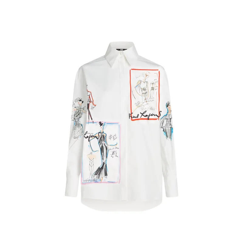 KARL LAGERFELD / Karl Lagerfeld Jeans Archive Sketch Organic cotton Shirt-0