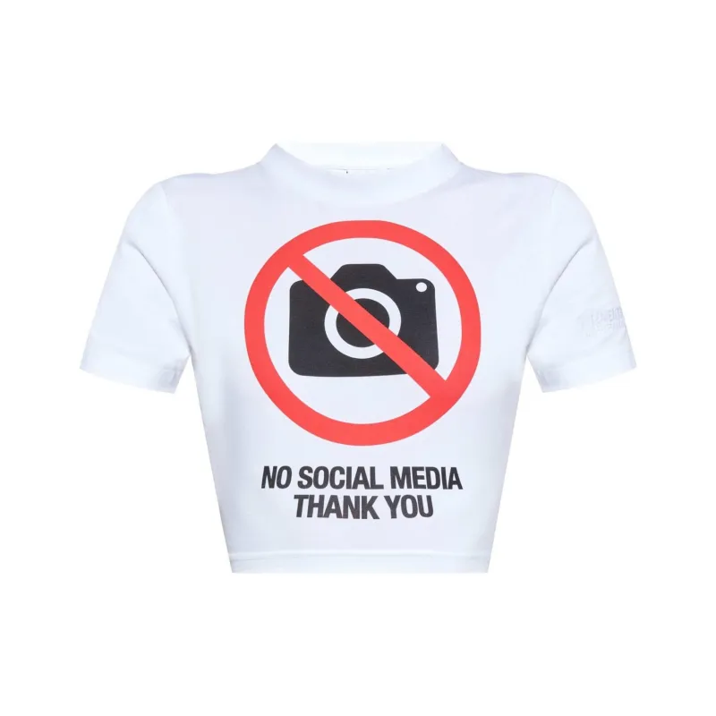 Vetements No Social Media Fitted T Shirt 'White'-0