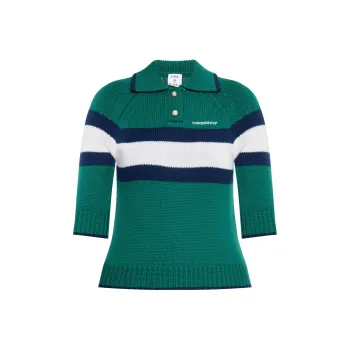 CASABLANCA Logo Embroidered Knitted Polo Top