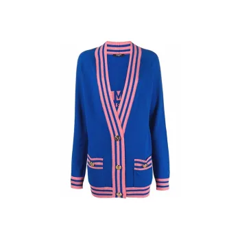BALMAIN Buttoned Cardigan 'Blue/Rose'