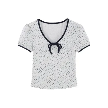 FOASIS Puff Sleeve T Shirt Women's Dark Gray