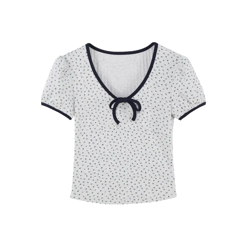 FOASIS Puff Sleeve T Shirt Women's Dark Gray-0