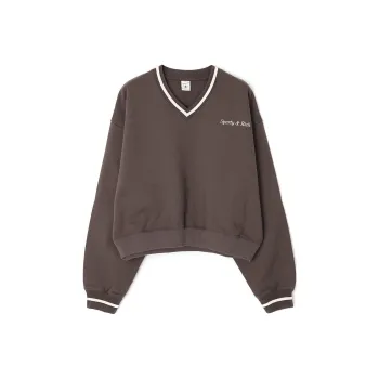 SPORTY & RICH Logo embroidered V neck Sweatshirt