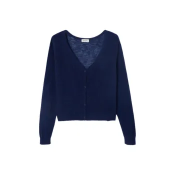 AMERICAN VINTAGE A.M SS25 Cardigan Dumy Sweater Women's Mixed Color Navy Blue