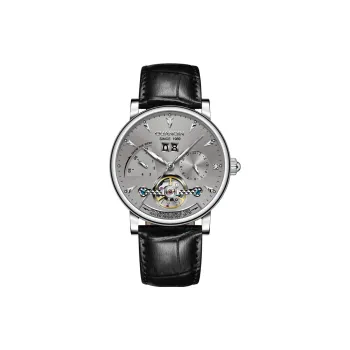 GUANQIN Collection Automatic Mechanical Movement Cow Leather Strap Watch Men's Watches Gray Dial