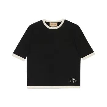 GUCCI Contrasting trim Wool T shirt