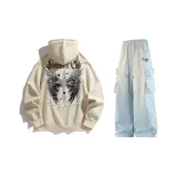 Light Apricot Sweatshirt+Blue Casual Pants
