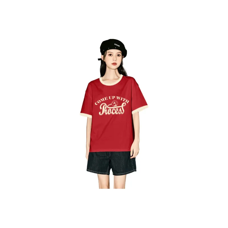 Tonlion T Shirts Women's Red-0