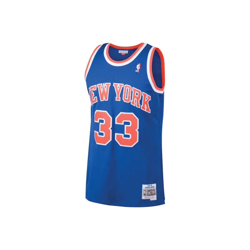NBA New York Knicks Patrick Ewing 1991-92 Road Swingman Basketball Jerseys Men's Blue-0