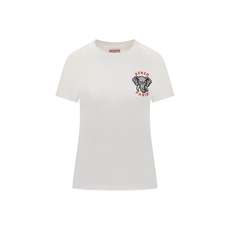 KENZO Elephant Embroidered Crewneck T-Shirt-0
