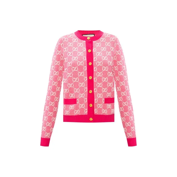 GUCCI Gg Jacquard Crew Neck Cardigan-0