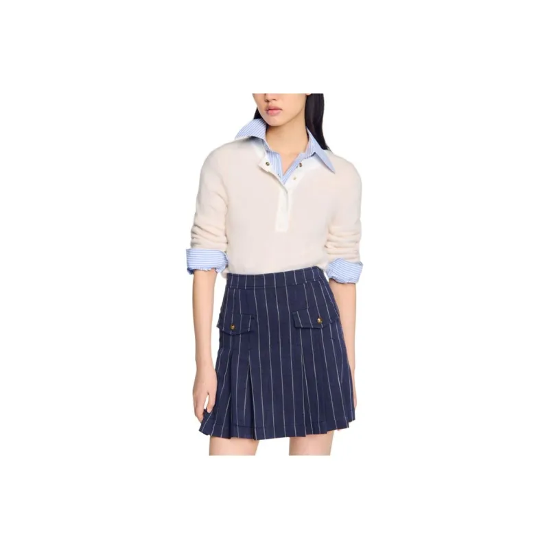 Sandro Press stud Placket Sweater-1