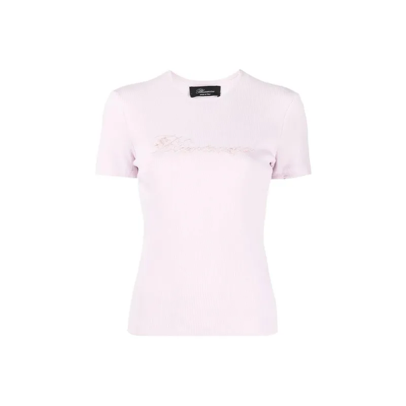Blumarine Logo Embroidered Crewneck Knitted T Shirt-0