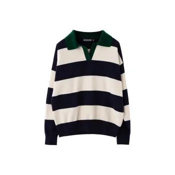 SOON FLOWER Knitwear Spring Fall Women's Blue White Stripes
