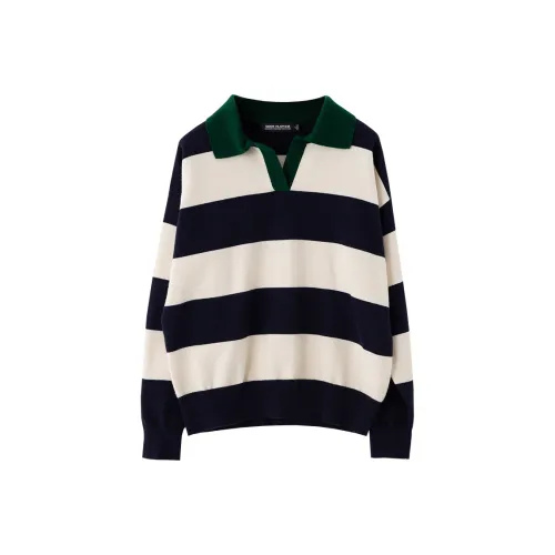 SOON FLOWER Knitwear Spring Fall Women's Blue White Stripes