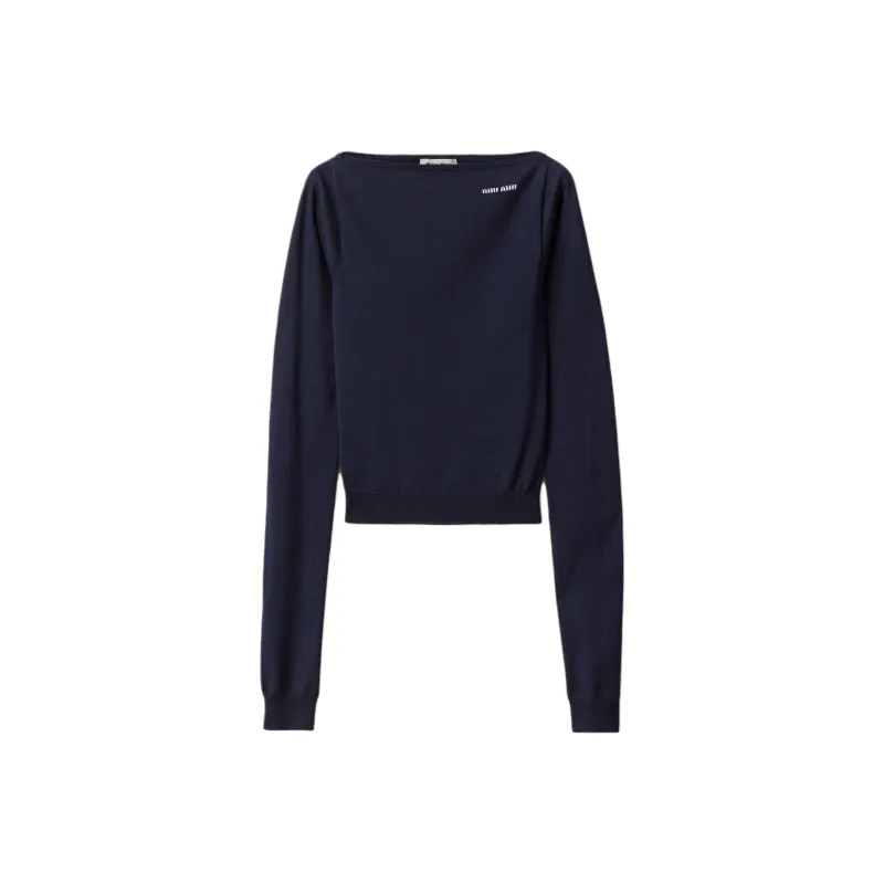 MIU MIU Boatneck Sweater Navy-0