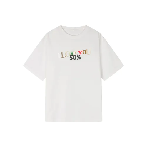 UOOYAA LOVE 50% Capsule Series T Shirts Women's White