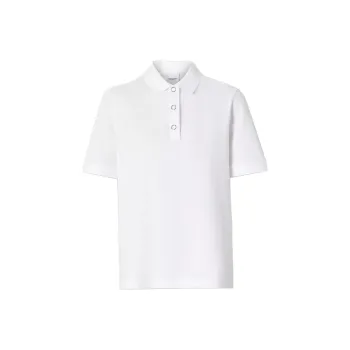Burberry Women'ss Monogram Motif Pique Cotton Polo Shirt White