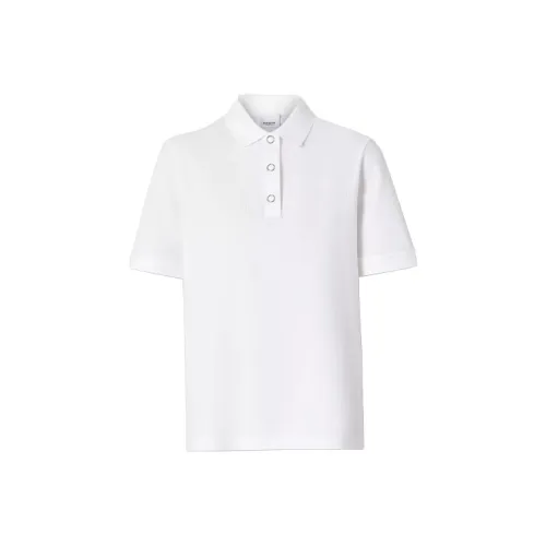 Burberry Women'ss Monogram Motif Pique Cotton Polo Shirt White
