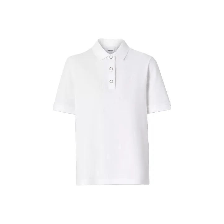 Burberry Women'ss Monogram Motif Pique Cotton Polo Shirt White-0
