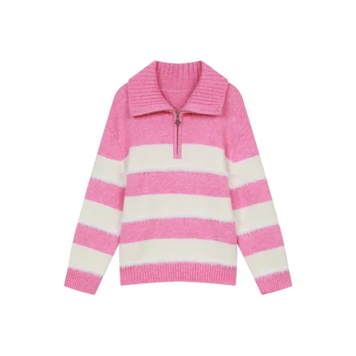 ELF SACK Sweater Women's Fluffy Pink White