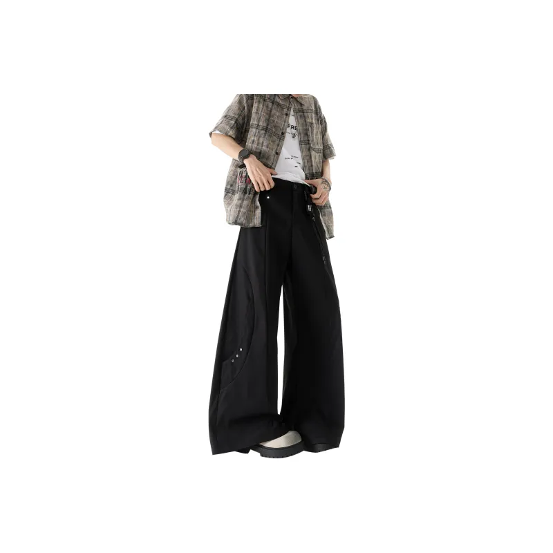 SXSY Casual Pants Unisex Black[Waist Accessories Included]-0