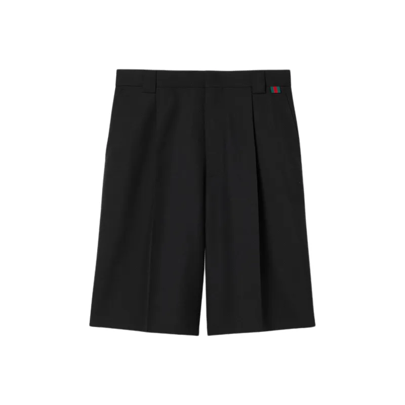 GUCCI Twill Web Pleated Gabardine Shorts-0