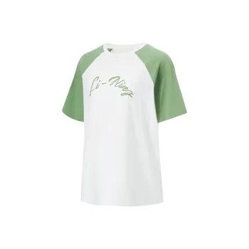 LiNing Fitness Series Raglan Sleeve T Shirt Women's Standard White Stone Moss Green