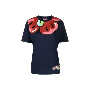 KENZO Printed Neck T Shirt 'Blue'