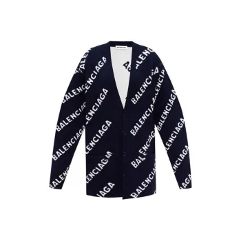 Balenciaga Diagonal Monogram Logo Cardigan 'Navy/White'