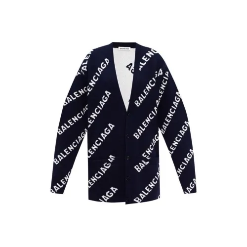 Balenciaga Diagonal Monogram Logo Cardigan 'Navy/White'