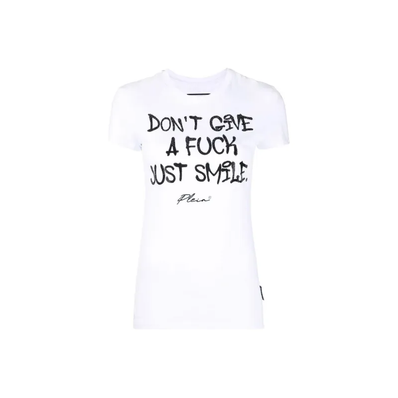 PHILIPP PLEIN Sexy Pure Rhinestone embellished T shirt-0