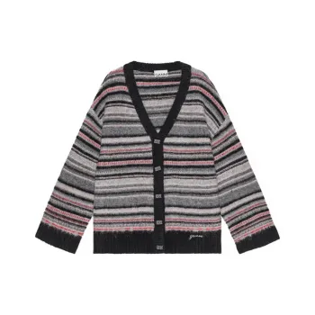 GANNI Striped Knit Cardigan