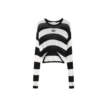 MacyMccoy T-Shirts Women's Black White Stripes