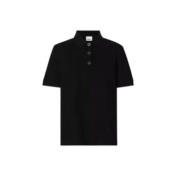 Burberry Women'ss Monogram Motif Pique Cotton Polo Shirt Black
