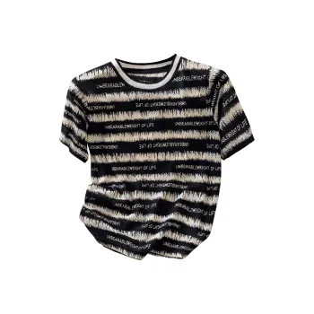 Cypress House T Shirt Women's Black White Stripes