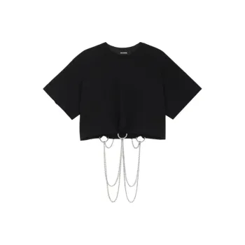 WE11DONE Drop Shoulder Sleeve T Shirt Women's Black