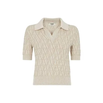 FENDI Logo Detailed Knitted Polo Top