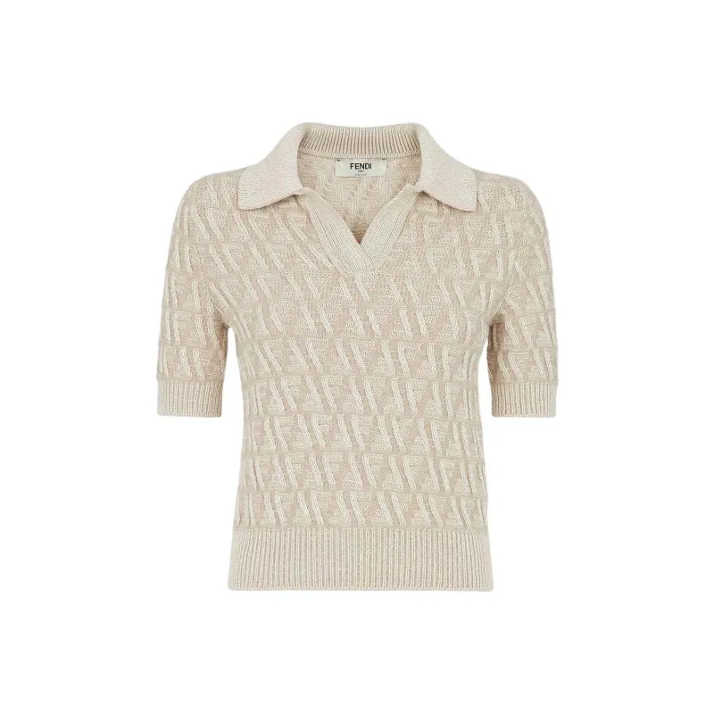 FENDI Logo Detailed Knitted Polo Top-0