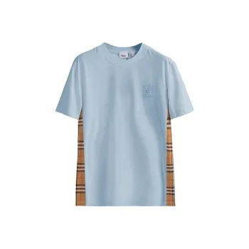 Burberry FW23 Women's Embroidery Crewneck T shirt Blue