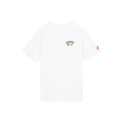 Nike Women'ss Botanical Print Retro Loose Fit Crewneck T Shirt White