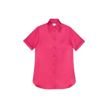 GUCCI Short Sleeve Collared Blouse Pink