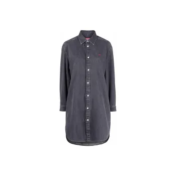 DIESEL Logo Embroidered Button Up Shirt Dress