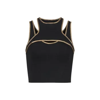 BALMAIN Contrast trim Knitted Crop Top