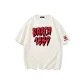 Ji Rong 100% cotton Short-Sleeved Shirt BARCA Red Text 1889+Barca Sleeve Logo Apricot