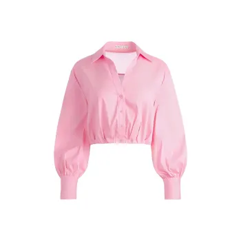 ALICE+OLIVIA Trudy Cotton blend Cropped Blouse